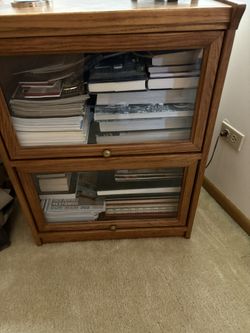 Vintage-Style Bookcase with Glass Doors