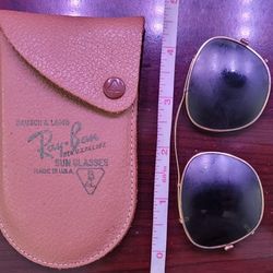 Vintage Bausch & Lomb Ray-Ban Aviator Clip-On Sunglasses With Flip Case