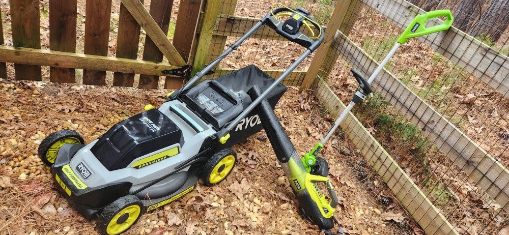 Mower, Weed-eater, Leaf-blower Bundle