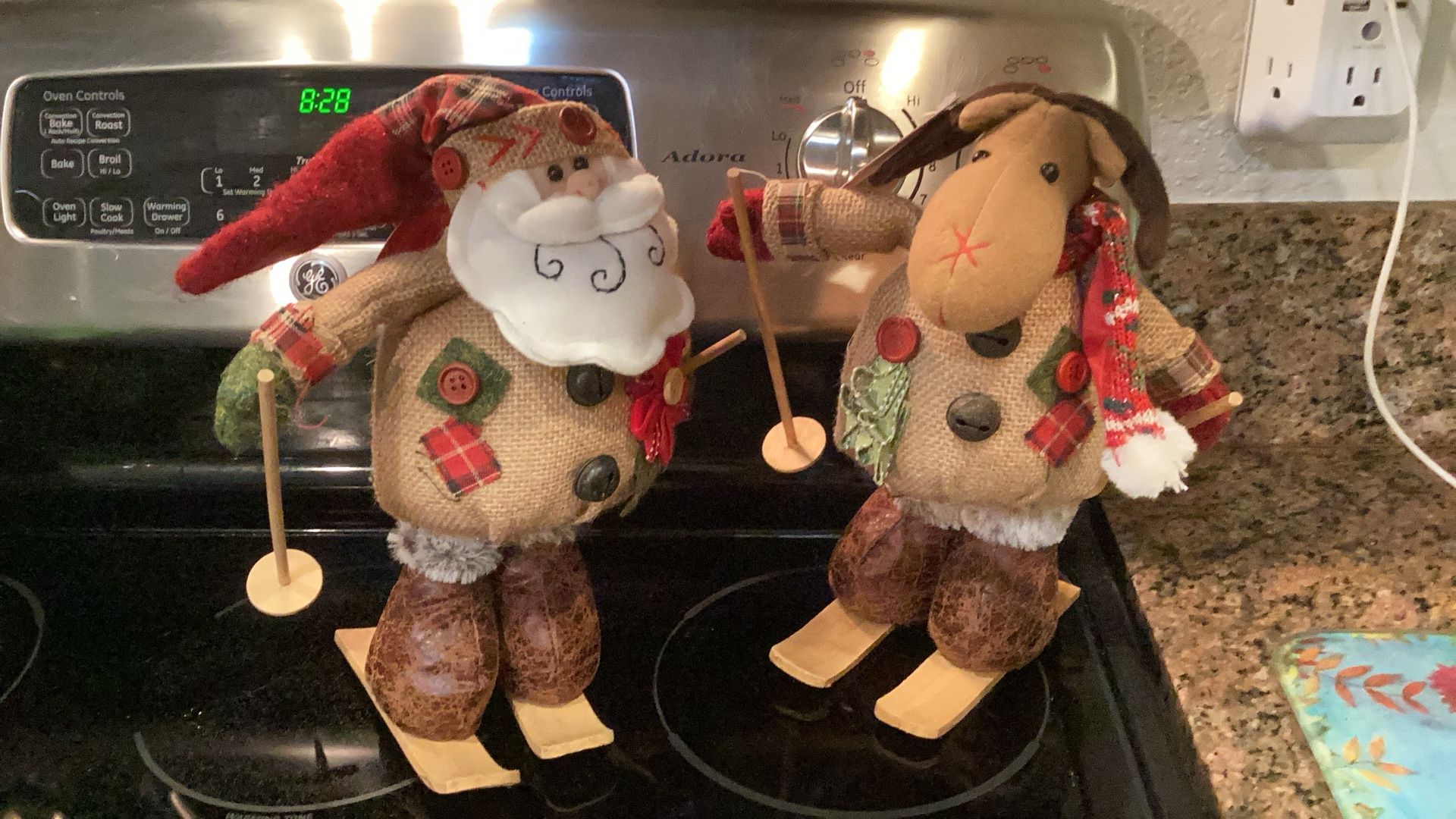 Santa And Moose On Ski’s - About 11” Tall Each - Set Of 2 - New With Tags