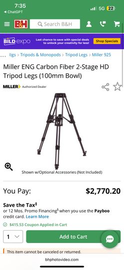 MILLER TRIPOD Carbon Fiber 2-Stage HD LEGS