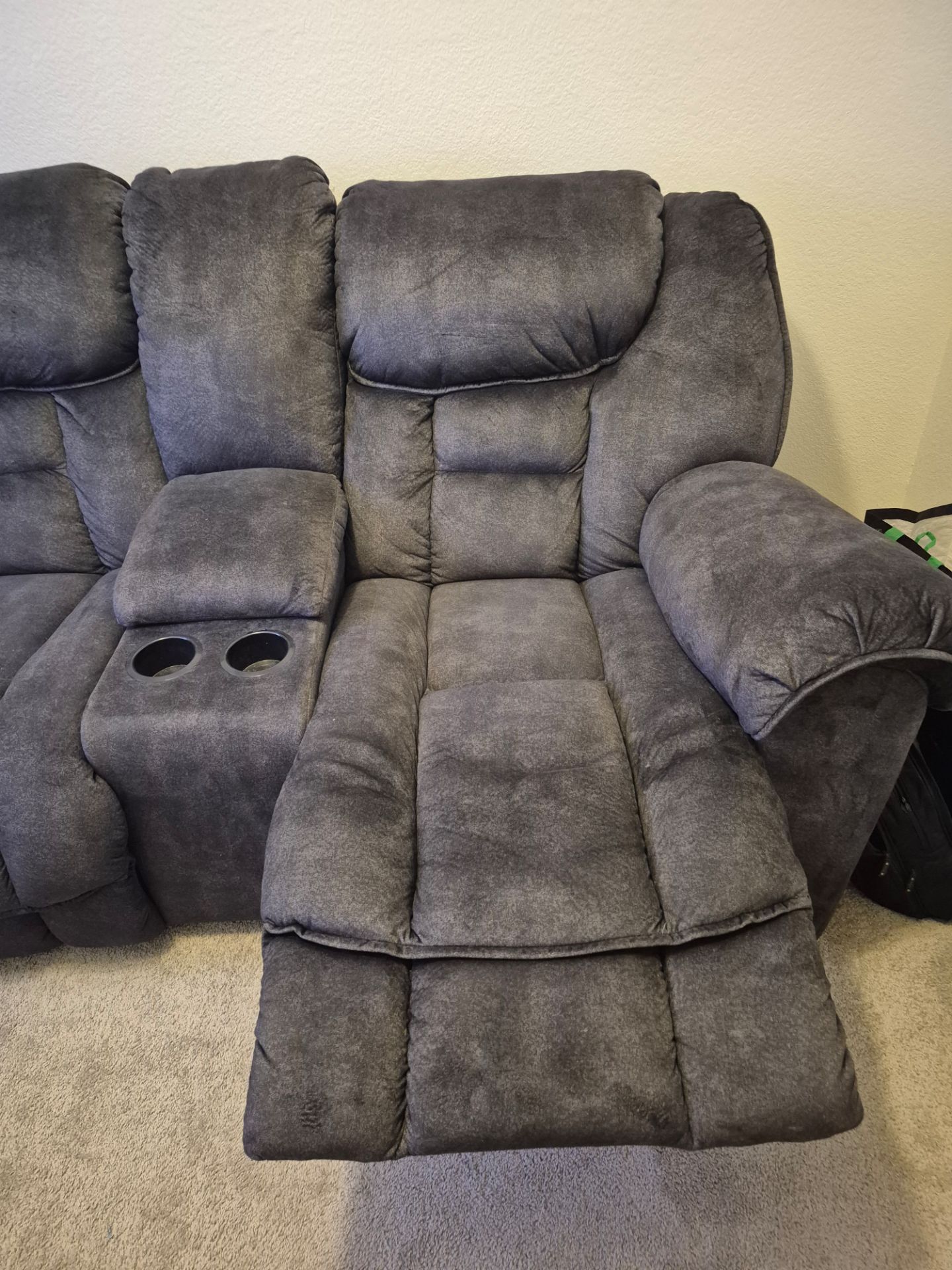 2 love seats and 1 recliner