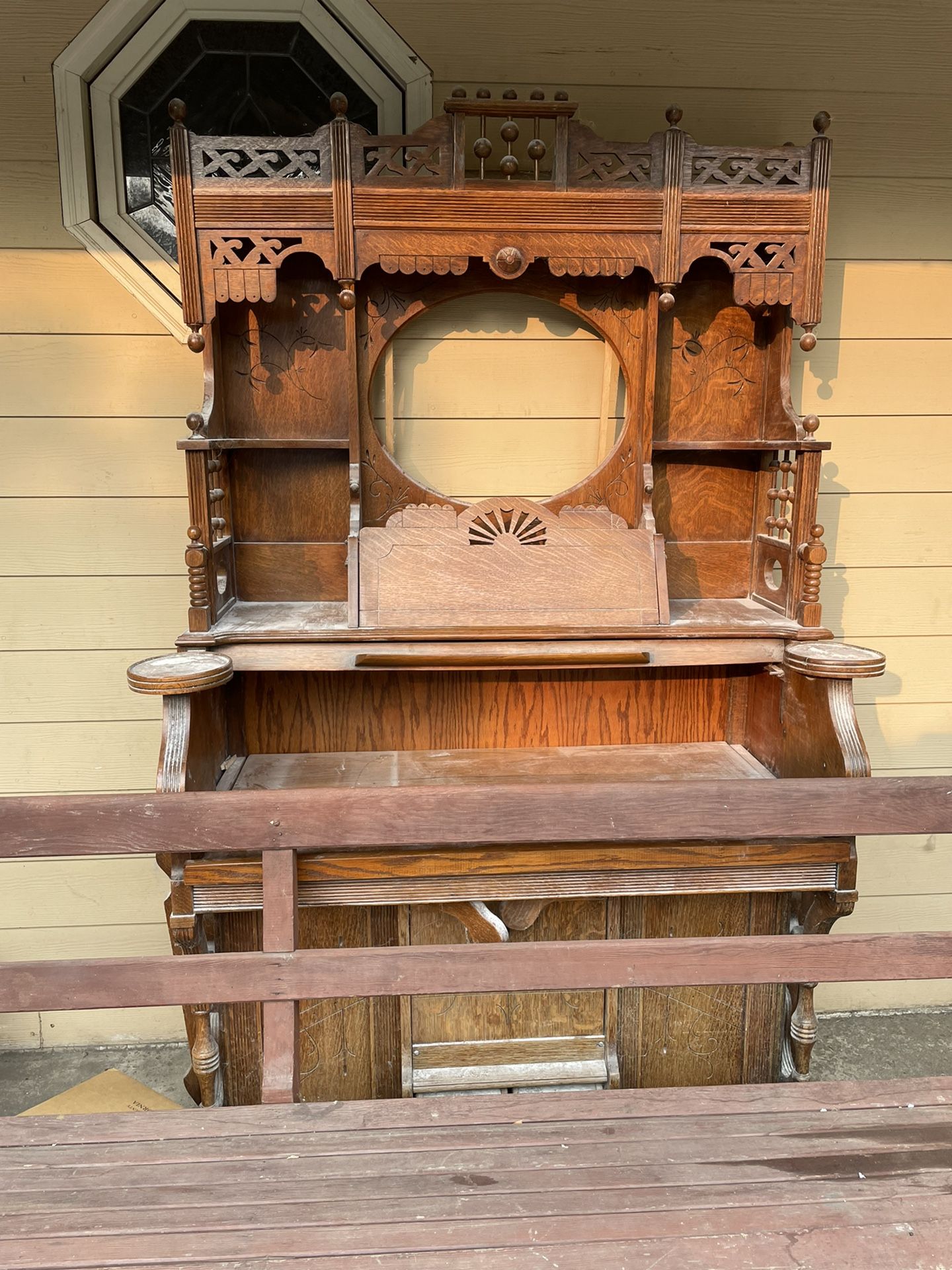 Oak Organ Converted Into Desk