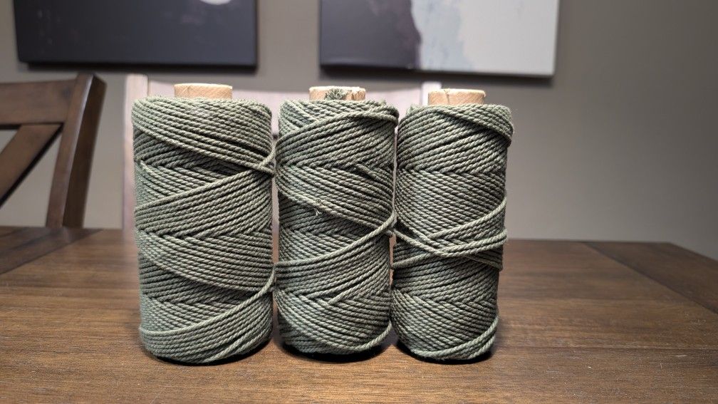Macrame Cord - Cotton Rope Zero Waste 2 Mm - 3 Ply - Sage Green
