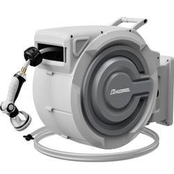 150 FT x 1/2" Retractable Garden Hose Reel Outdoor Garden Hose Reels - Automatic Self Retract Wall M