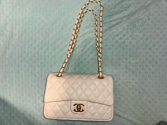 White Quilted Caviar Classic Double Flap Bag