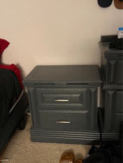 Gray dresser and nightstand