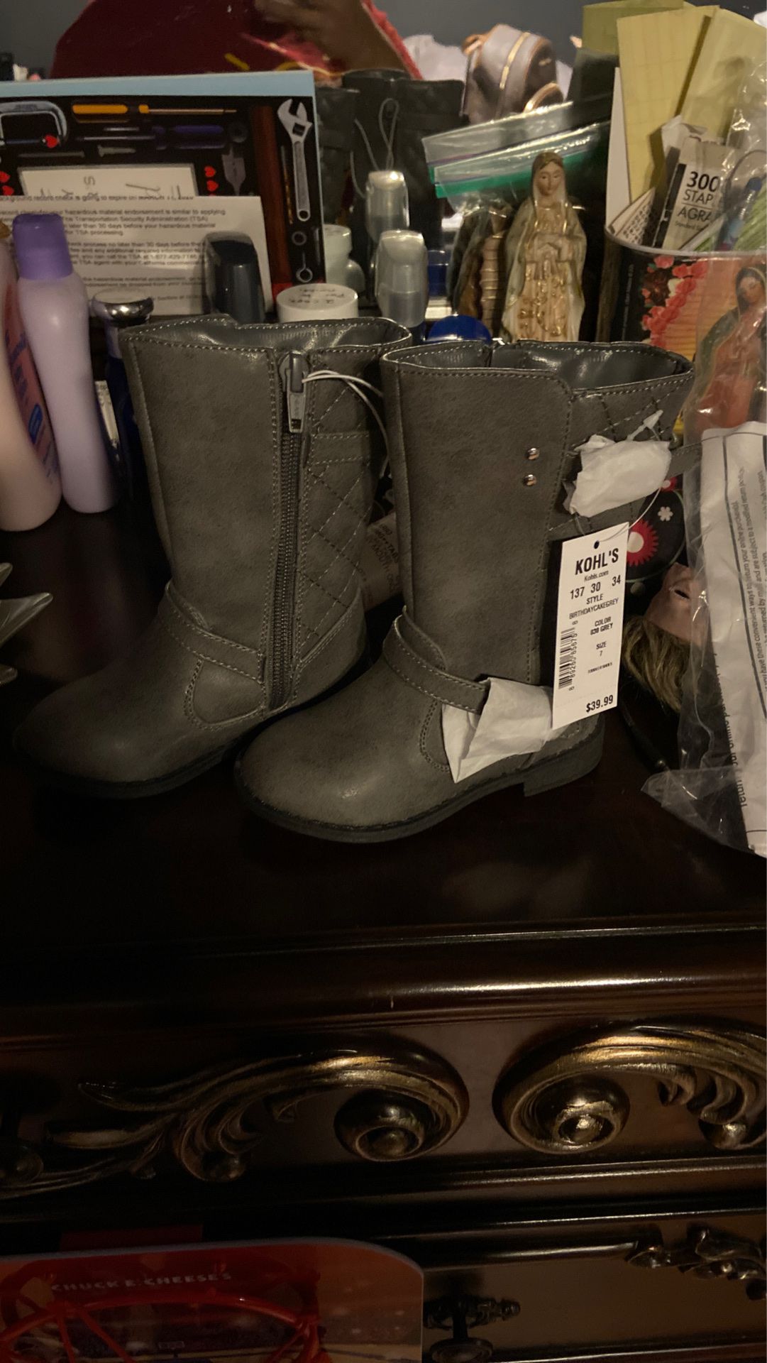 Toddler girl boots grey size 7