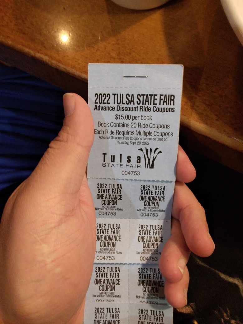 Tulsa State fair  Ride Tickets 