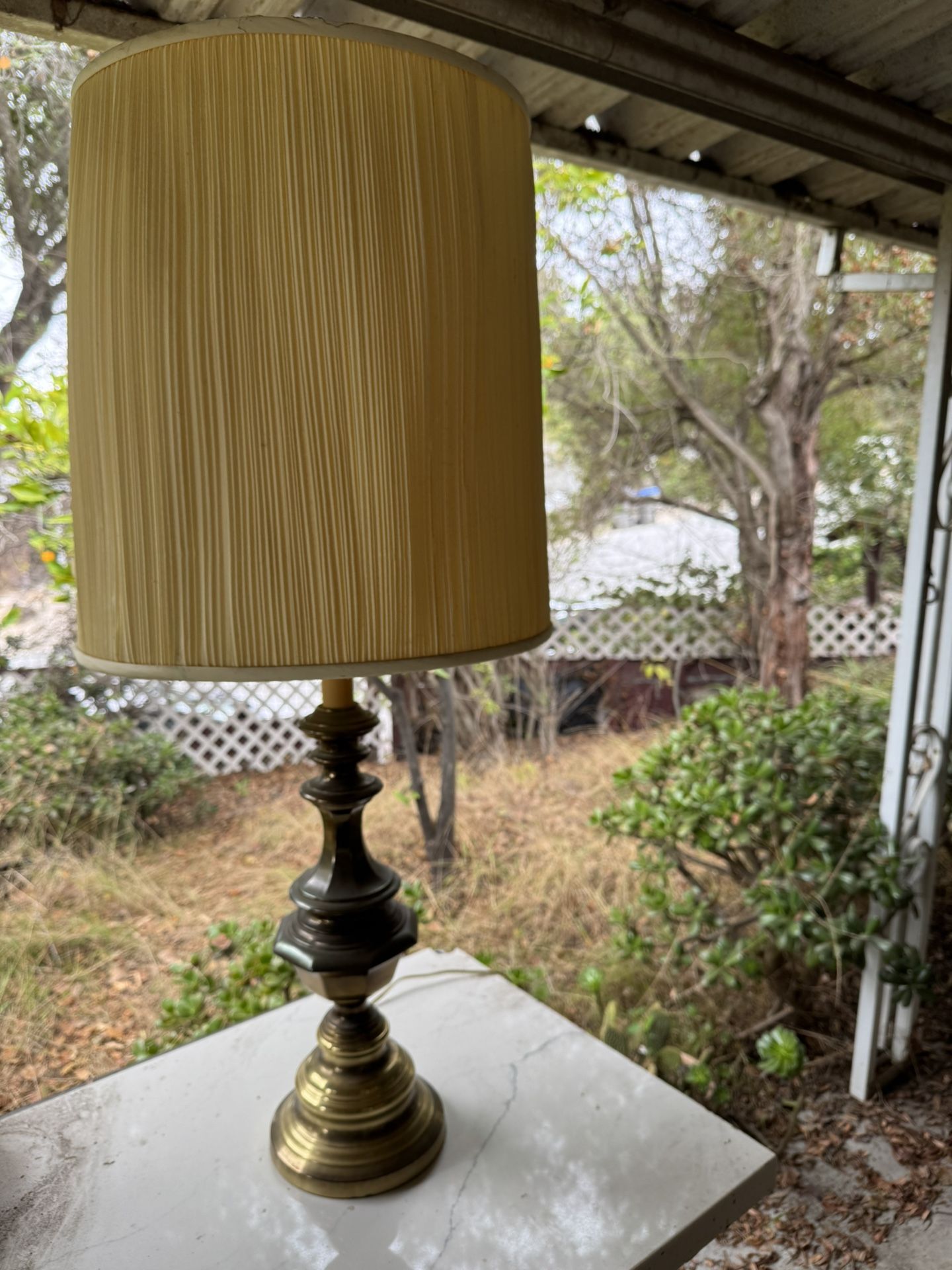 Brass lamp with shade