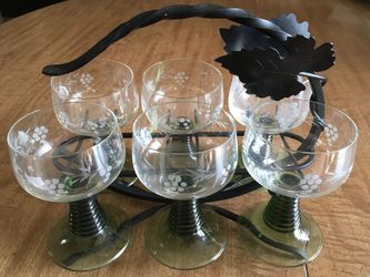 Vintage German Roemer Glasses with Iron Stand