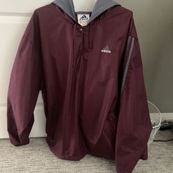 Vintage Adidas Burgundy Zip Up Sweater Size Large  