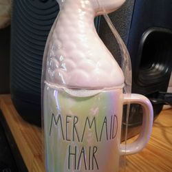 New- Rae Dunn Mermaid Mug With Topper 
