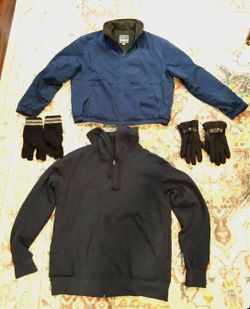 Lightweight Fleece Lined Coat & Full-Zip Hoodie. Men's Large. All for $20