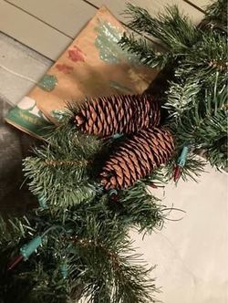 Beautiful Full wire based lighted 7’ pine garland with pine cones obo dt apex