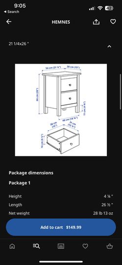 HEMNES 2-drawer chest, black-brown, 21 1/4x26 - IKEA