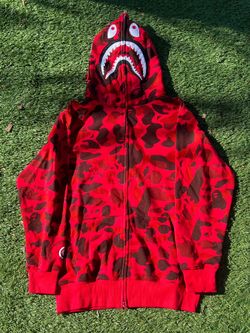 Bape shark red zip up