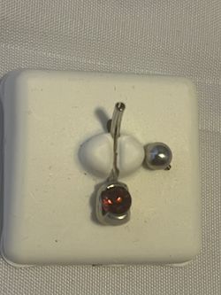 Body Gems Genuine Garnet White Gold Curved Barbell