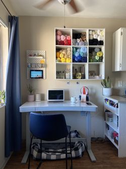 Babin Adjustable Glass Top Metal Base Standing Desk