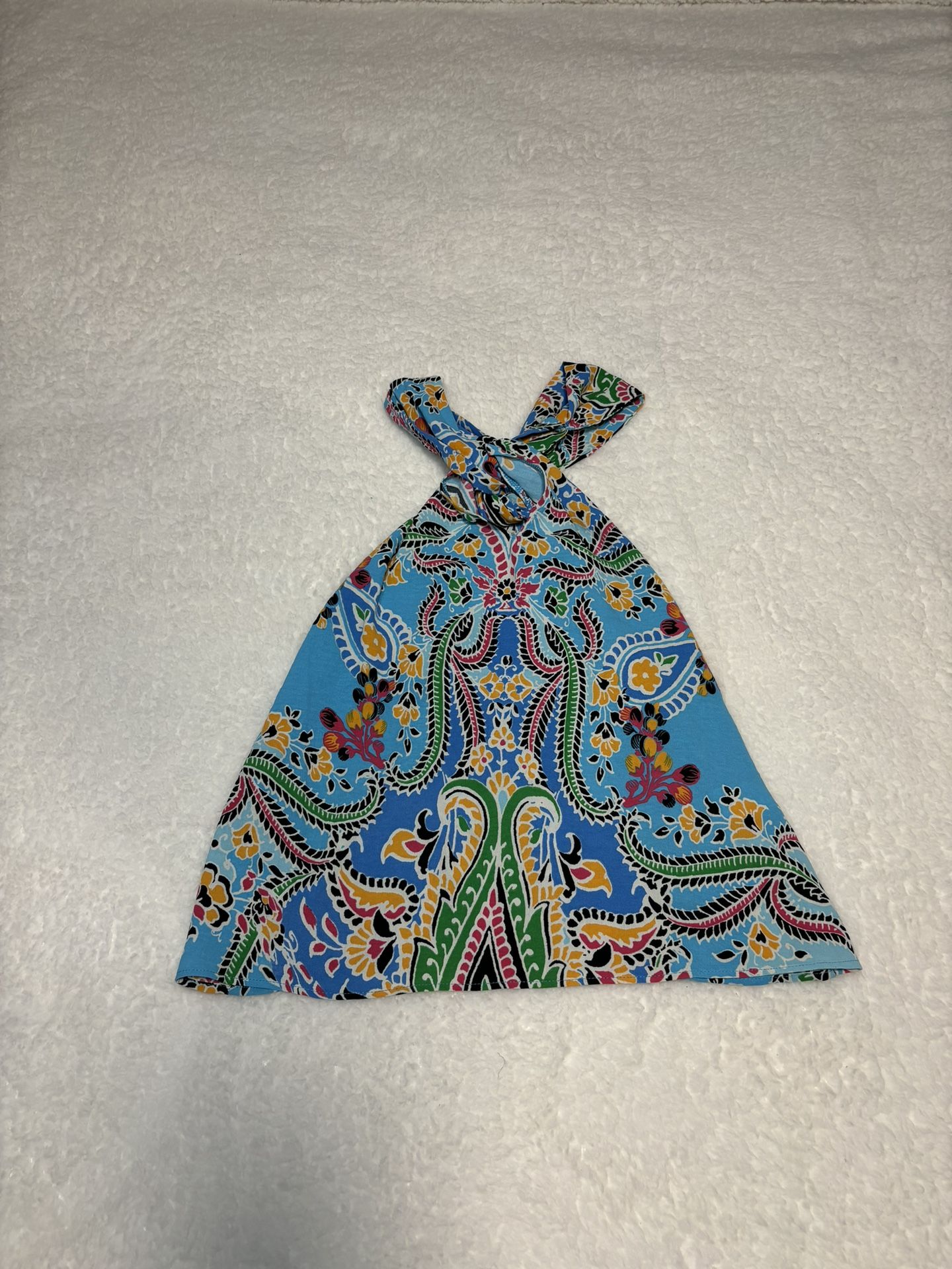 Zara Women Blue Paisley Tropical Halter Blouse
