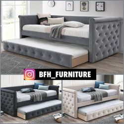 Twin Twin Grey Daybed With Ortho Mattress Included!