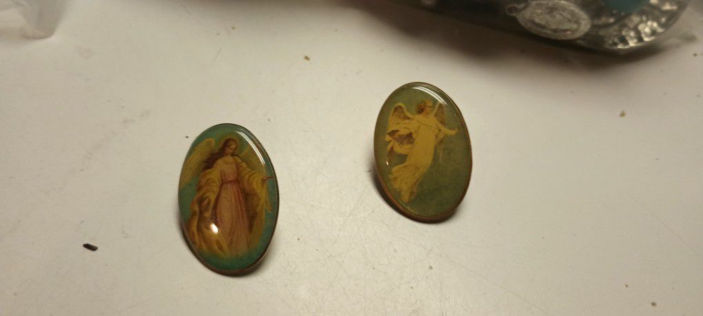 Vintage Lot Of 2 Guardian Angel Pins