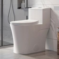 "HOROW Arlo One-Piece Toilet, 10"" Rough-In, 17.3"" ADA Chair Height, Dual Flush 0.8/1.28 GPF, Elongated, Space-Saving Design. T0338W10"