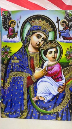 Virgin Mary and Child Jesus Religious Art Print
