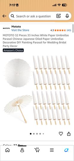 32 33in white sun umbrellas - in box new 🆕