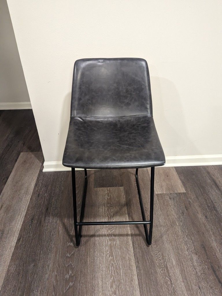 Dark Grey Faux Leather Bar Height Stool