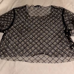 Iris Black Sheer Pearl Top