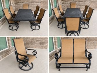 Outdoor Patio Dining Set with Loveseat Glider