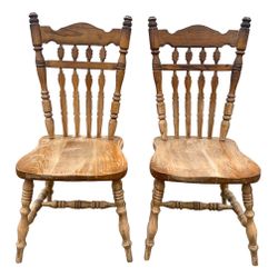 2 Wood Hand Carved Chairs 