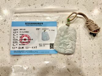 Natural Jadeite Jade Carved Pendant with Certificate
