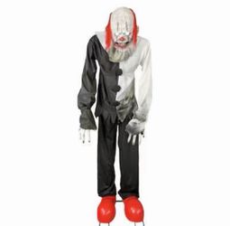 Giant 8ft Haunted Living Freestanding Talking Lighted Clown Animatronic  on stilts