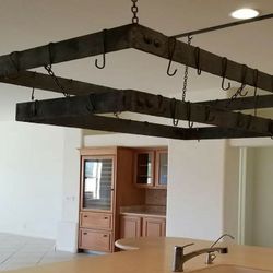 Wrought metal hanging pot rack