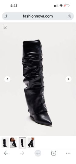 Fashion Nova Black Knee-High Slouch Boots