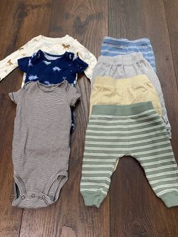 Lot of 7 boys shirts and pants size 6 months by carters #11