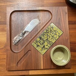 Vintage Midcentury Vermillion Walnut Cheese Board