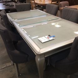 Coralayne Silver Rectangular Dining Room Set /Dining table and Chairs 