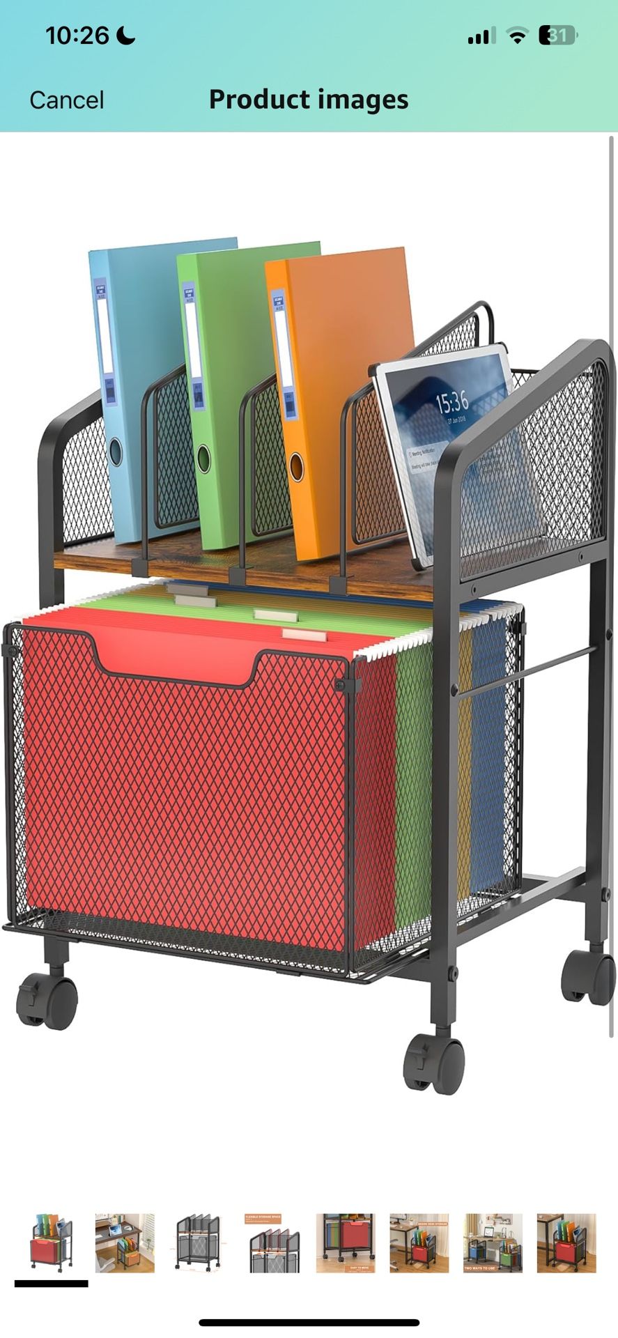Rolling File Cabinet with Adjustable Dividers, Mobile Filing Cabinet with Storage Drawer on Lockable Wheels, Hanging File Organizer Beside Under Desk