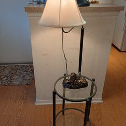 Round Glass End Table Lamp 