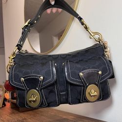 Coach Black Legacy 65th Anniversary Leather Bottom Y2K purse