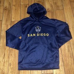 LA Galaxy Adidas Hoodie in blue with "SAN DIEGO" text.