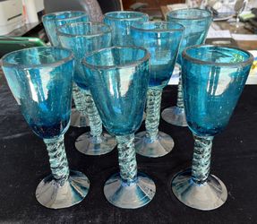8 Blue And Bubbly Cocktail Glasses