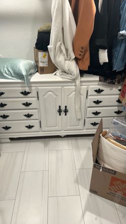 White antique dresser
