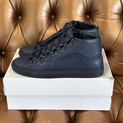 Balenciaga Blue Navy High-Top Leather Arena Mens Sneakers Shoes SIZE 45