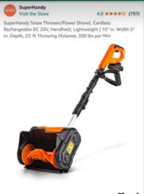 10" Cordless Snow Thrower Rechargeable