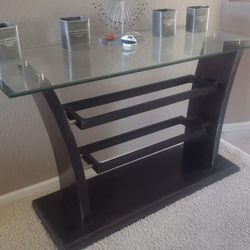 Glass Top End And Sofa Tables Brown Wood
