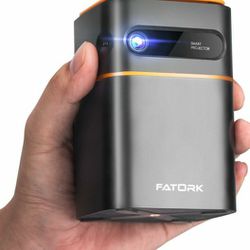 FATORK Mini proyector, proyector 5G WiFi 6 de corto alcance, proyector portátil HD 1080P DLP con batería recargable, compatible con teléfono portátil,